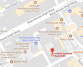 Map showing the Instituto Cervantes in Nueva Delhi’s location
